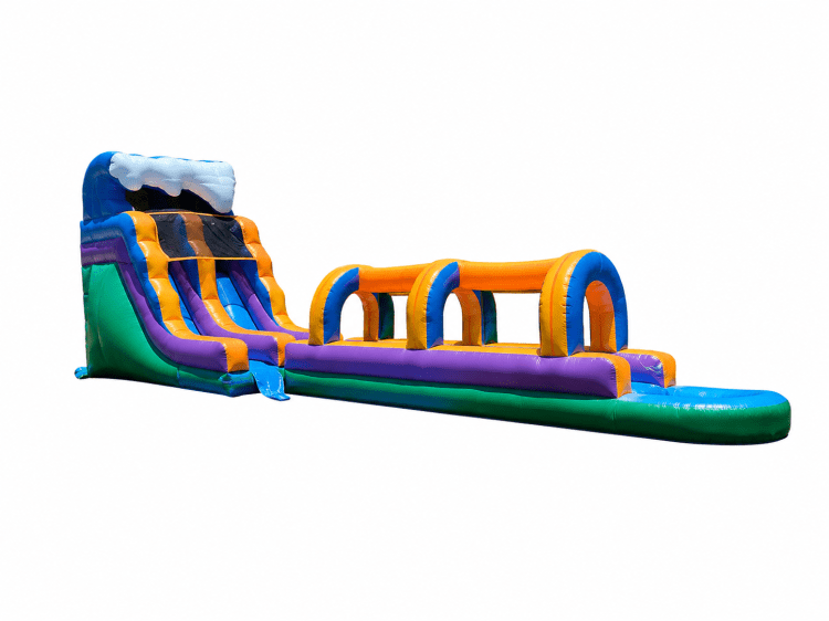Kids sliding down the 15ft Sunny Splash water slide